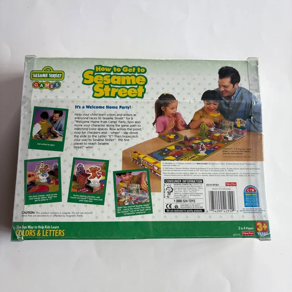 VTG 1999 Fisher-Price How to Get to Sesame Street Pop-Up Game New Sealed 3' Long